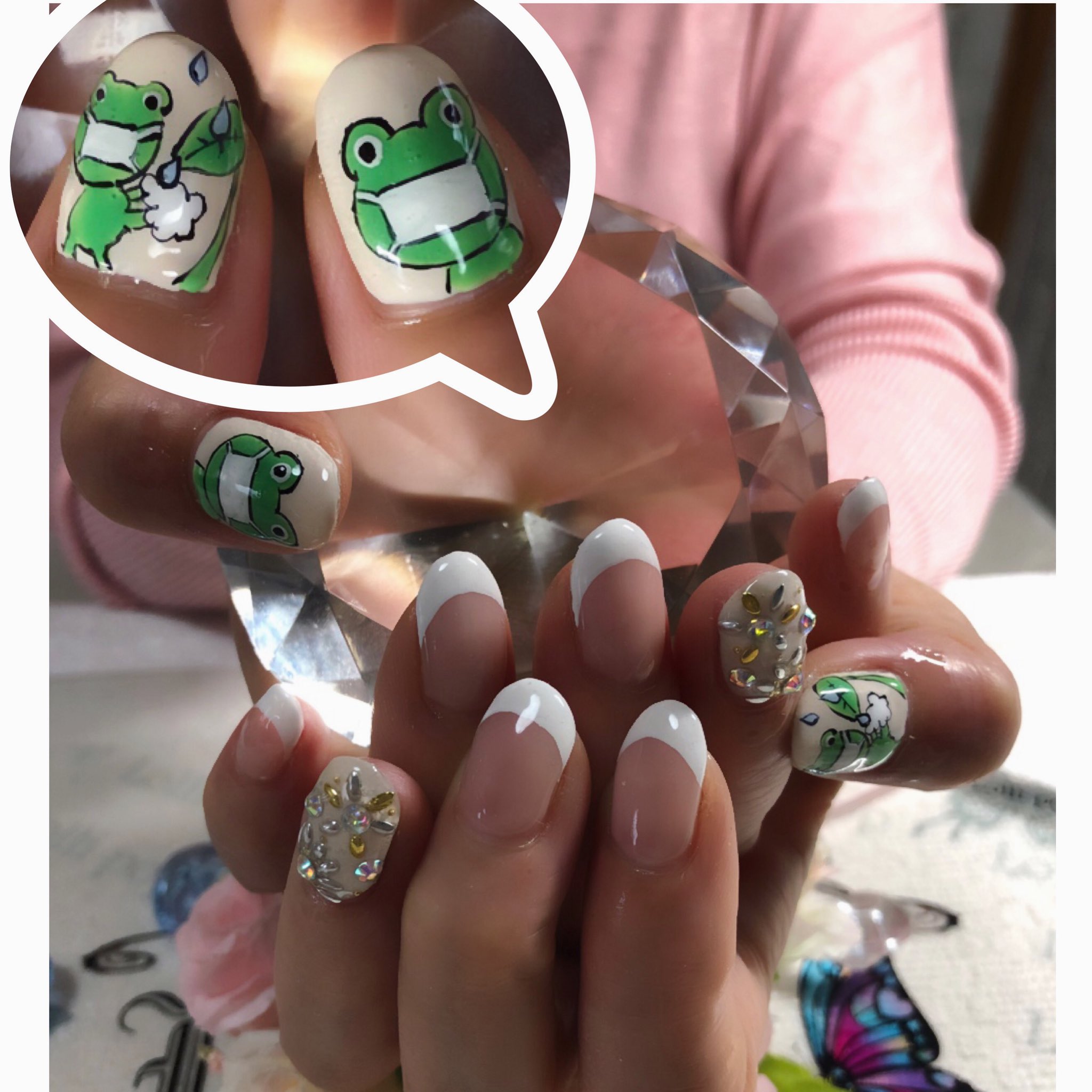 Namihey ジェルネイル Lollipopnail 自爪を削らない パラジェル 自宅サロン ネイル21 ネイルデザイン21 トレンドネイル ジェルネイル21 ニュアンスネイル カエルネイル コロナネイル マスクネイル 梅雨ネイル スタッズフラワー