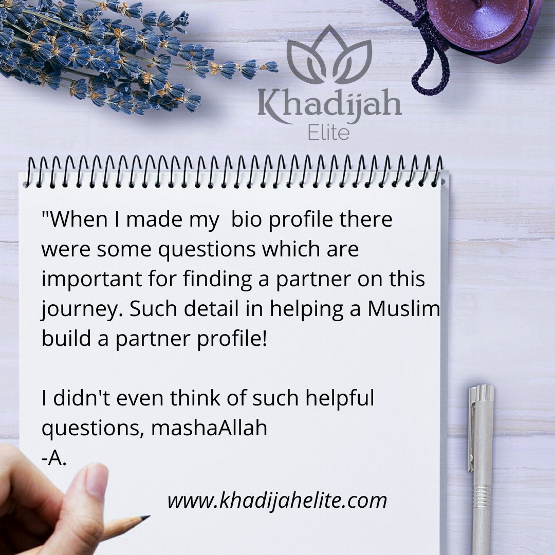 KhadijahElite's tweet photo. Our dear sister is delighted with the detail that our profile building included!

"When I made my bio profile there were some questions which are important for finding a partner on this journey.  Such detail in helping a Muslim build a partner profile!"

#khadijahelite #muslim https://t.co/kMlYOGtH0x