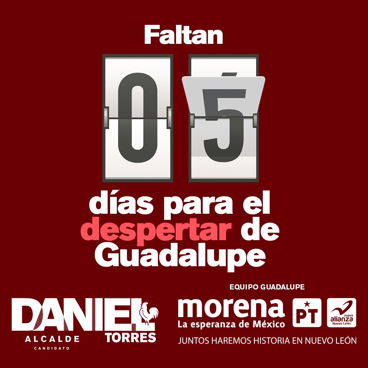 danieltorresca's tweet image. Juntos tenemos la solución. ¡El despertar de Guadalupe está en tus manos! 

¡VOTA POR EL GALLO! 🐓
.
#Súmate en danieltorrescantu.com ¡Hagamos Equipo!
#DanielTorres