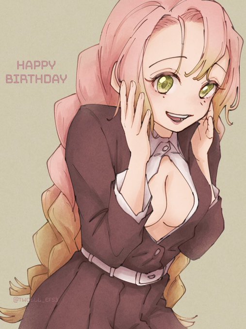 二葉かこ🌷☀️さんがTwitterに投稿した甘露寺蜜璃(鬼滅の刃)のイラスト。