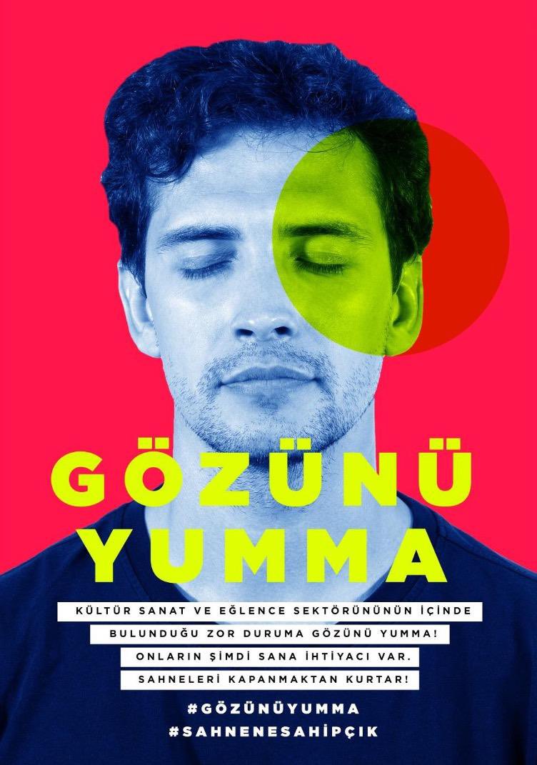 Müzisyenler, oyuncular, tüm sahne-ses teknisyenleri, emekçiler için #gözünüyumma #sahnenesahipçık Bu anlamsız yasakların kalkması için #gözünüyumma #sahnenesahipçık