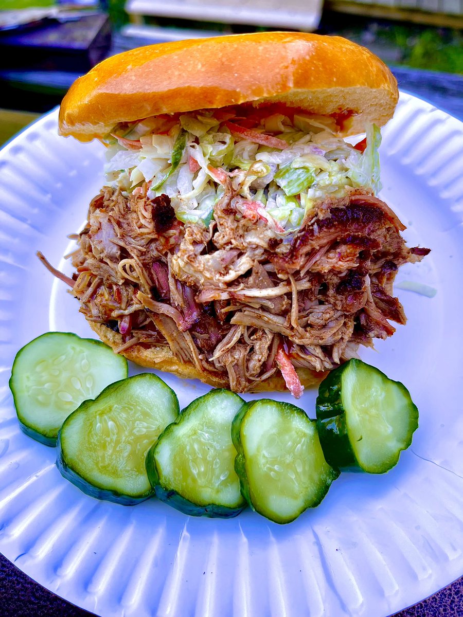 meatbonez's tweet photo. On #MemorialDay I smoked a @SmithfieldBrand #bostonbutt on my @PitBossGrills to make #pulledpork sandwiches with #slaw and #halfsourpickles. They were #madgood! #meatbonez #bbq #Food #foodblogger #yum #smokemeat https://t.co/tQlrmmSW9z