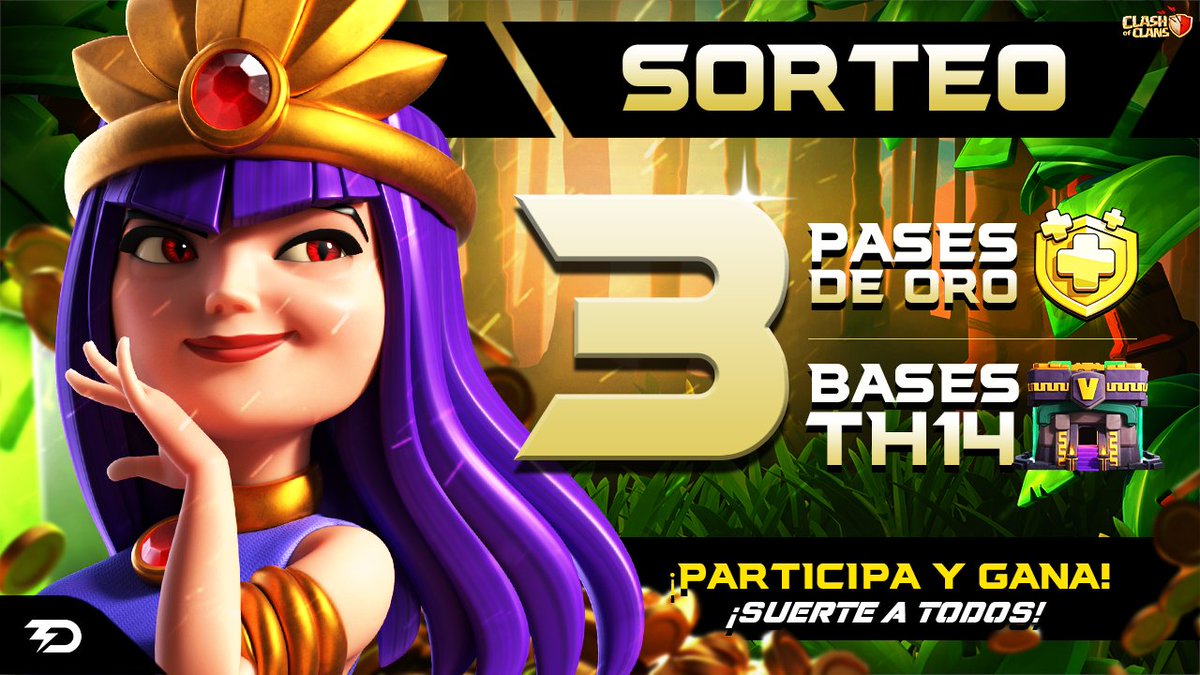 🌴SORTEO SALVAJE🌴
➡️3 Pases + 3 Bases TH14⬅️

Seguir a:
🔸<a href="/NathCano/">Nath Cano</a> 
🔸@SrtaMai2 
🔸<a href="/Desink9/">Desink</a> 
🔸@Elmer_Vzla_TD 
🔸@BlueGaming_BB 
🔸Únete a nuestro server:
discord.gg/aypXgJNjS6
🔸Deja tu❤️&amp; 🔄

🗓️Fecha de Entrega: 06/06 
💻Anuncio dentro del Servidor
🥳¡Mucha Suerte a Todos!