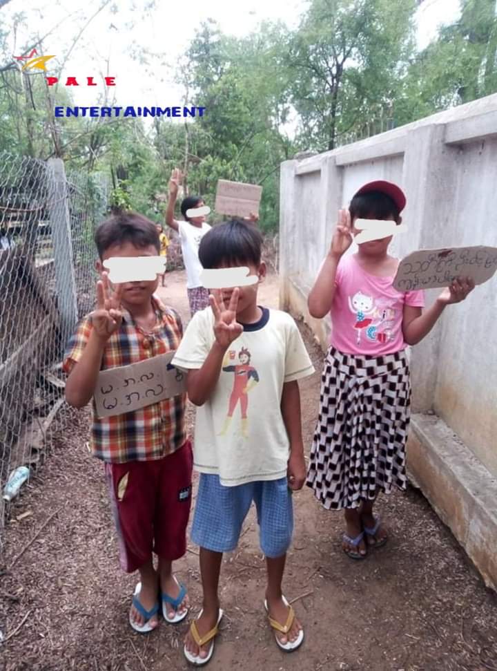 The brave generation Alpha in Kyaethar village, Pearl Township, who staged to objection the military dictatorship on June 1.
#OurGovernmentNUG
#June1Coup
#WhatsHappeningInMyanmar