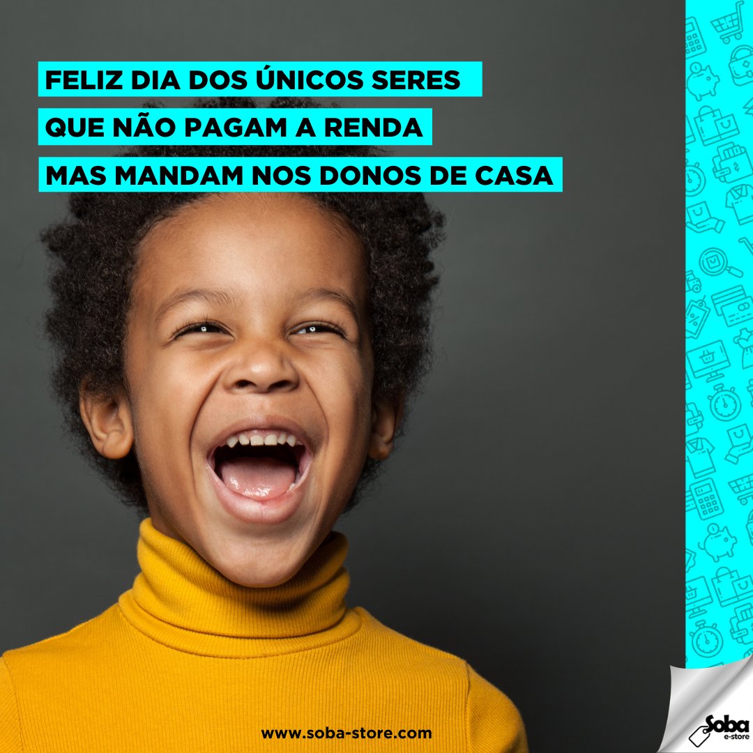 Feliz dia, suas criaturinhas adoráveis!
Vivemos por vocês!
Peçam aos papás para comprar coisas giras na SOBA!
soba-store.com/loja-das-crian…