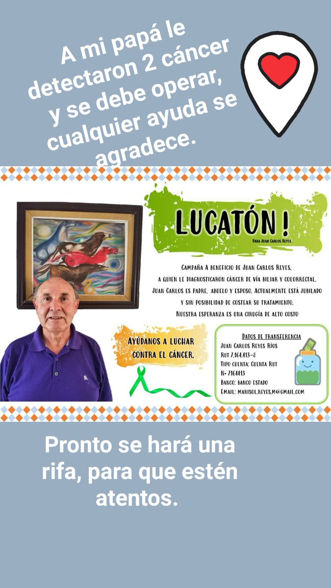 cacco_jk's tweet photo. @aluksicc señor luckic, mi papá se debe operar urgente, le detectaron 2 cancer simultáneamente y uno no tiene cobertura fonasa o ges, así que ayudaría mucho si difundiera la campaña o si nos puede aportar con algo https://t.co/V2mV1pG1w5