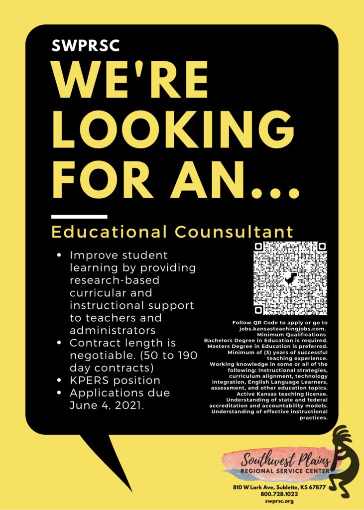 Considering a career shift? If you're a licensed educator that loves working with educators and kids, consider joining our team. This KPERS position can have a 50 day up to an 190 day contract. Go to bit.ly/3vm2Z9l to apply. We can't wait to work with you!