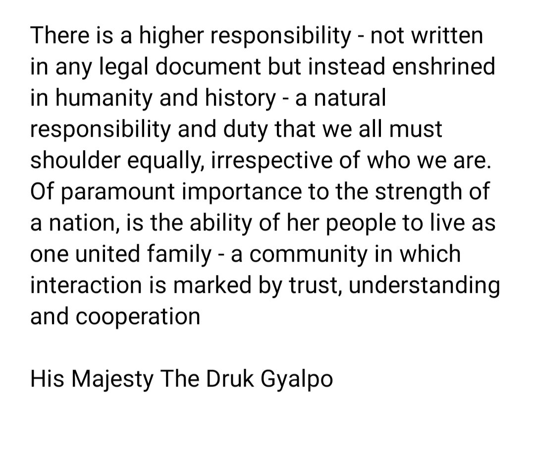 ChhedupSangay's tweet photo. Higher responsibility is not found in any legal document but in humanity and history. 🙏 https://t.co/HYvgH7ScpG