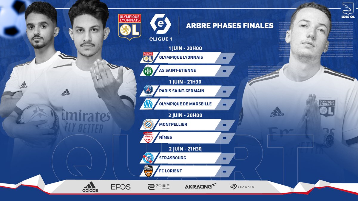 C'est le jour J pour les représentants de l'<a href="/OL/">Olympique Lyonnais</a> ! ⚽️

La @e_LIGUE_1 reprend à 20h pour leur quart de finale face à l'<a href="/ASSEofficiel/">AS Saint-Étienne</a>. Be ready ! #FIFA21