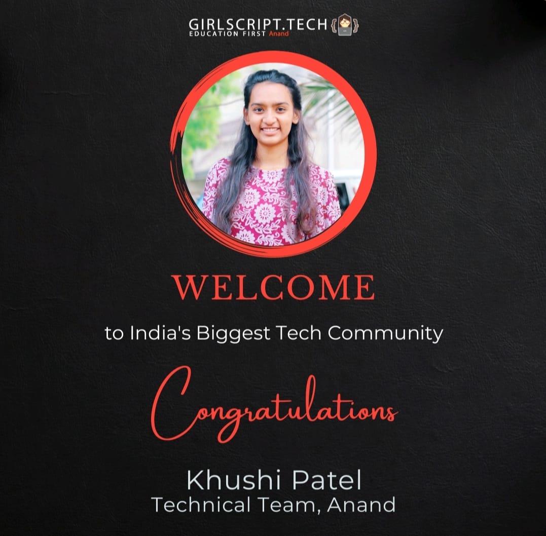 GirlscriptAnand's tweet image. GirlScript Anand chapter proudly introduces their Operations team

▶️ Keivalya Pandya
▶️ Khushi Patel

#girlscript