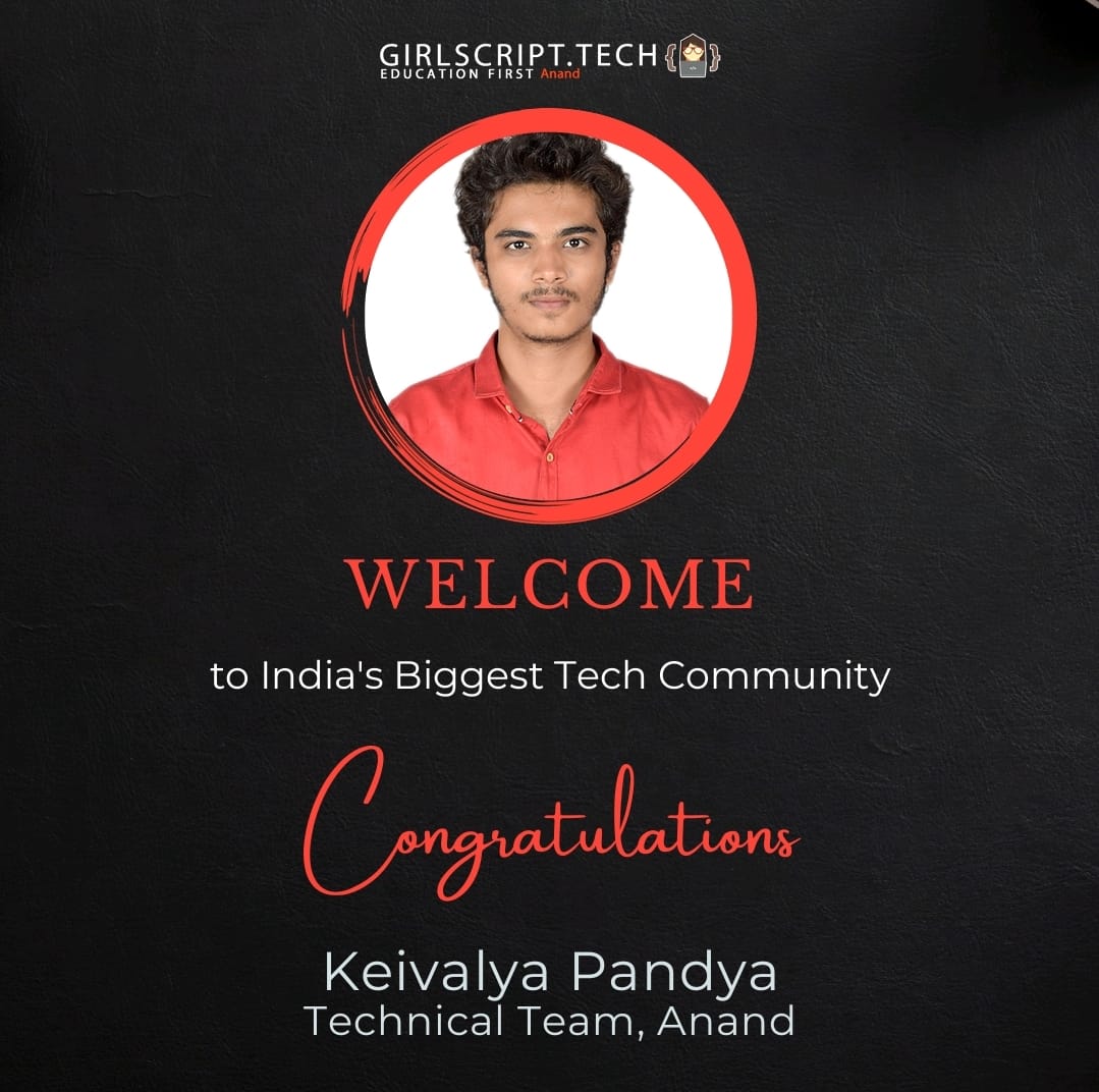GirlscriptAnand's tweet image. GirlScript Anand chapter proudly introduces their Operations team

▶️ Keivalya Pandya
▶️ Khushi Patel

#girlscript