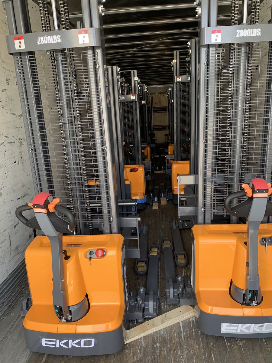 EKKOlifts's tweet photo. 46 units #EB13E, #EPE18LI and #EP15SLI just arrived at our dealer’s site during the long weekend. Join the EKKO dealer network Now 877-232-6517 info@ekkolifts.com https://t.co/WHEJyJileT #EKKOLIFTS #forklifts #electricStacker #LithiumIonWalkiePalletJack #LithiumStraddleStacker https://t.co/v6AQYqT6xg