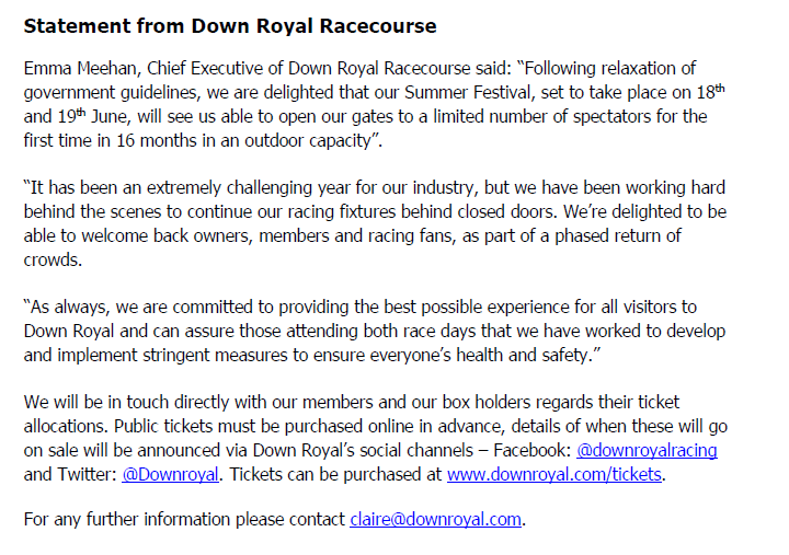 A good news day for owners, members and racing fans! More details will follow, please be patient.