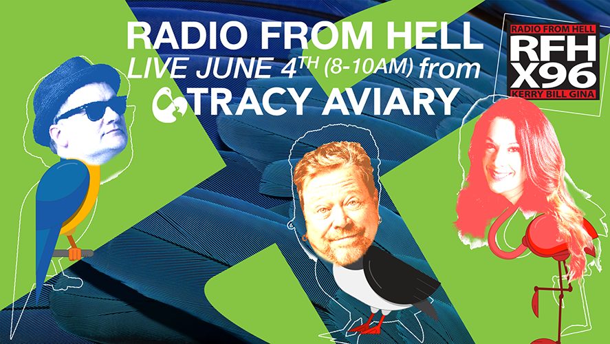 X96's tweet photo. They're baaaaaaack! It's @X96 @RadiofromHell's first live broadcast in over a year! It'll be at @TracyAviary on Friday, June 4th from 6a to 10a &amp; you're invited! Tracy Aviary will be offering 2-for-1 admissions all day! Click for details. https://t.co/HubLp5ay5L https://t.co/eChcpRKB0k