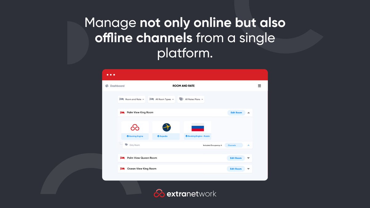 Oda uygunluk ve fiyat bilgilerini bütün kanallara kolayca dağıtın ve bilgi akışını senkronize edin. Network ile bilgi akışını otomatik hale getirir, iş gücünden ve zamandan tasarruf edersiniz.

Detaylı bilgi için aşağıdaki linke tıklayın.
extranetwork.com