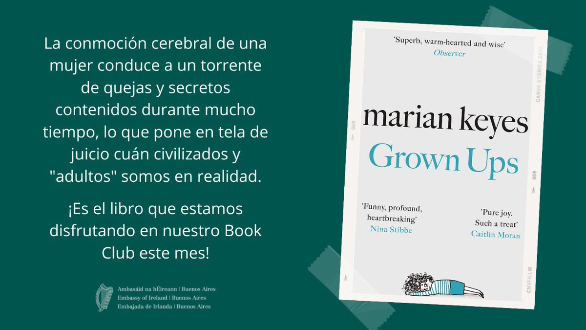IrlEmbArgentina's tweet photo. 📌Nuestra primera recomendación: Gown Ups de @MarianKeyes
Un excelente libro y nuestra elección para el #EmbassyBookClub de mayo.
Está disponible en inglés gracias a @KelEdiciones que nos acompaña todos los meses con los títulos de nuestro club de lectura. ☘️ https://t.co/uYNwKKOaxM