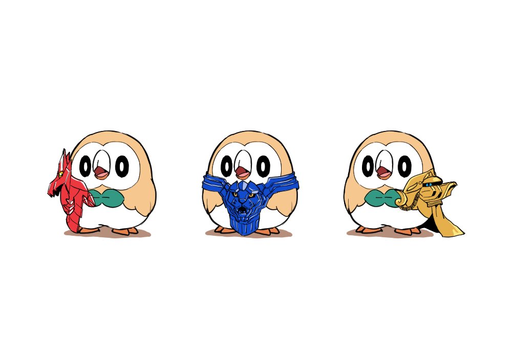 rowlet no humans pokemon (creature) white background bird standing simple background holding  illustration images