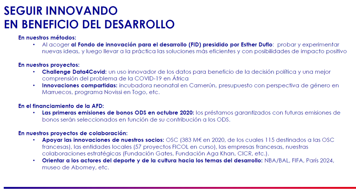 AFD_es's tweet photo. A pesar de la crisis, el Grupo AFD ha logrado preservar su equilibrio financiero y sigue avanzando hacia una mayor innovación. Innovamos en nuestros métodos alojando @FundInnovDev, proyectos con #Data4Covid19 y #SharedInnovation, financiación con #SDGBonds y otras alianzas⬇️ https://t.co/EaH9p3mgJa