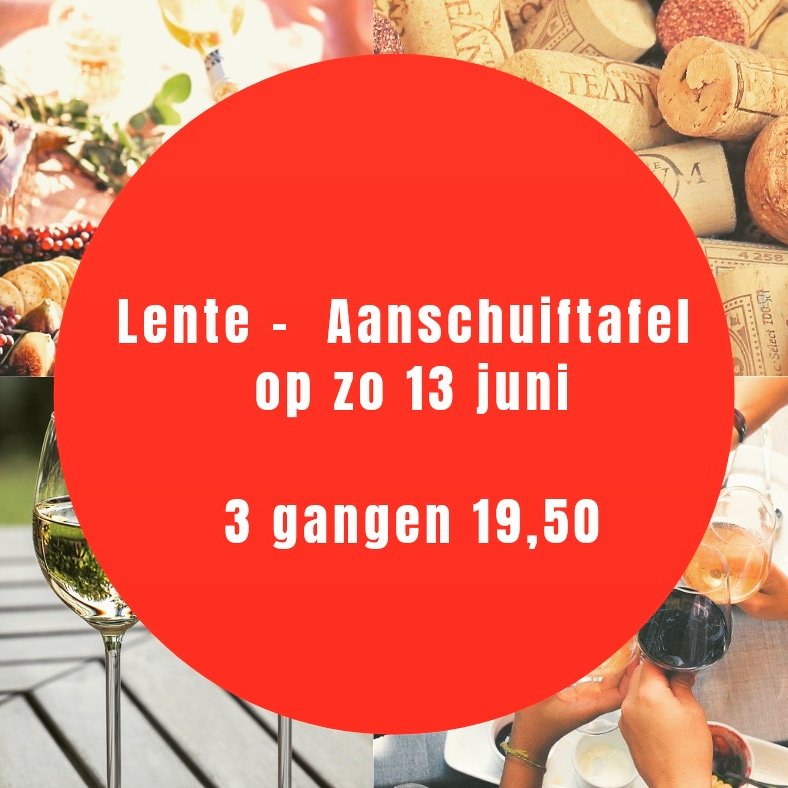 Graag verwelkom ik jou aan mijn Aanschuiftafel  voor een 3 gangen lente-menu. Jouw dieet /niet eet wensen, kun je aan mij doorgeven. Een bijpassend wijnarrangement is mogelijk.🍷

* De aanvangsgtijd is 18.00 uur. Kosten 3 gangenmenu 19,50 *

#Aanschuiftafel #WijnSpijs