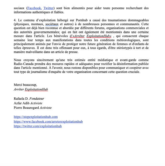 exploitationhub's tweet photo. After an article was published on @RadioCanadaInfo  Information containing misleading information, we wrote a reply clarifying the issues presented. Join us today 5pm- 6PM  at Mindgeek HQ @CBCCanada https://t.co/hIgR1eh5fi