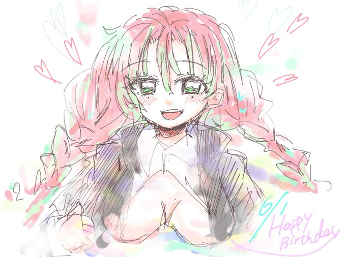 宇治舞さんがTwitterに投稿した甘露寺蜜璃(鬼滅の刃)のイラスト。
