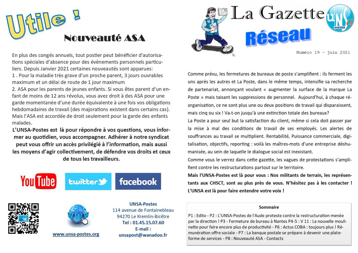 unsapostes's tweet photo. https://t.co/B9MH7LIASb

La gazette #UNSAPostes du réseau est parue ! #RT #TRACT #UNSA #LaPoste https://t.co/WirMhQJPDn
