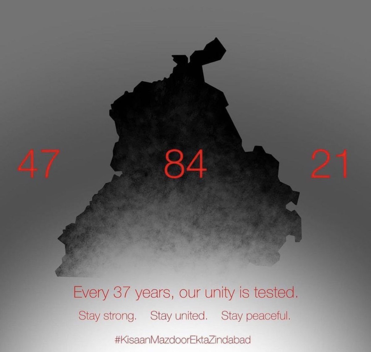 Every 37 years, our unity is tested.
#StayStrong #StayUnited #StayPeace 

#KissanMazdoorEktaZindabaad 
#ChardiKala 🙏🏽

@hkaursomal @asidhu_ @gurpreetksekhon @RamanKSekhon @RajKeplerhume @HVSBanwait @FarmStudioz @kamalpreetDhi14