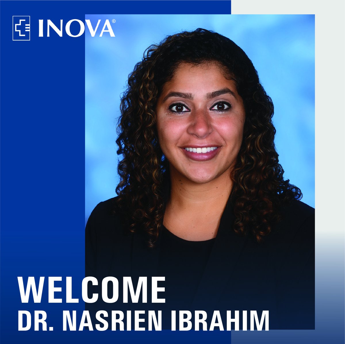 Picture: Dr. Ibrahim wearing a black blouse. Text: Welcome Dr. Nasrien Ibrahim