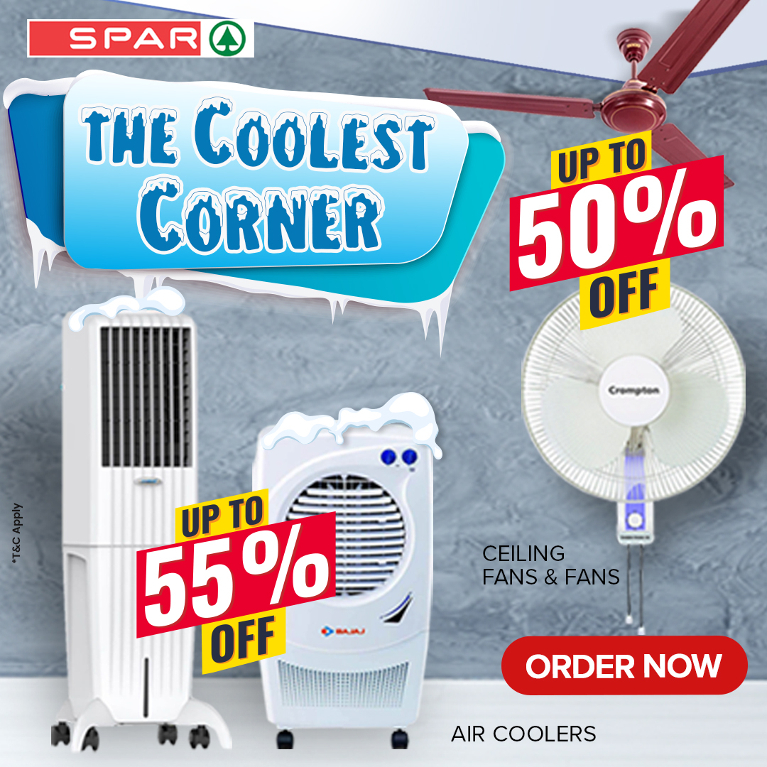 SparIndiaHyper's tweet photo. Exciting offers on coolers and fans! 

Shop now: https://t.co/UhLEhbgvNA

#SPAR #SPAROffers #Discounts #DiscountAlert #Groceries #GroceryShopping #OrderNow  #Samedaydelivery #Essentials #Foods #Bigsavings #Savings #BestPrices #Sale #Fans #Coolers https://t.co/6WEqgYw9cK