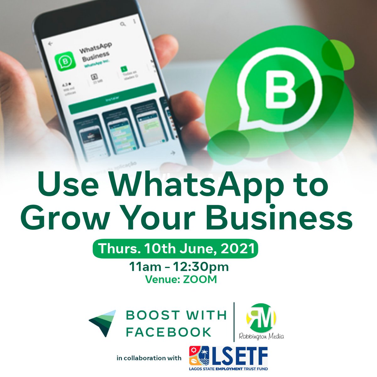 o we are collaborating with The Lagos State Employment Trust Fund <a href="/lsetf/">Lagos State Employment Trust Fund</a>
in collaboration to bring you an array of training that will Boost your business and take it to the next level.
To register click on the below  linktr.ee/rabbingtonmedia 
#boostwithfacebookng