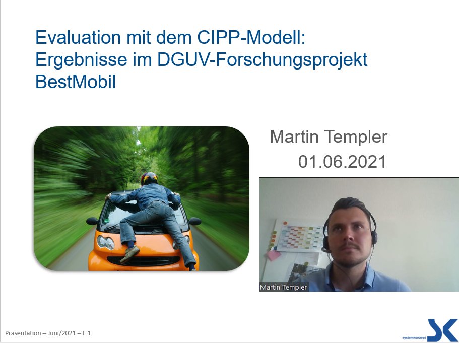 LIVE vom PASiG-Workshop 
Anderer Kollege, anderer Kreis: Martin Templer von systemkonzept stellte im Arbeits-Dialog-Kreis „Mobilität, Transport und Verkehr“ die Ergebnisse vom DGUV-Forschungsprojekt "BestMobil" zur Evaluation mit dem CIPP-Modell vor. #systemkonzept #pasig 💡