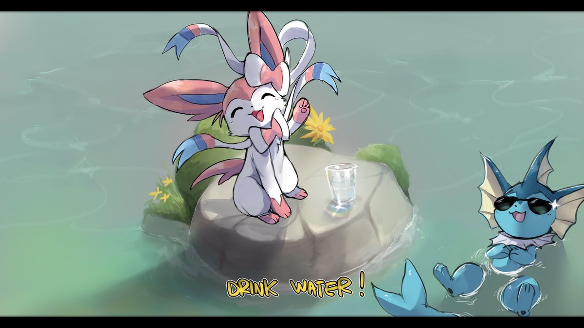 Request:
> Could you draw a sylveon? Maybe the Sylveon could be sitting next to water?
> Sylveon