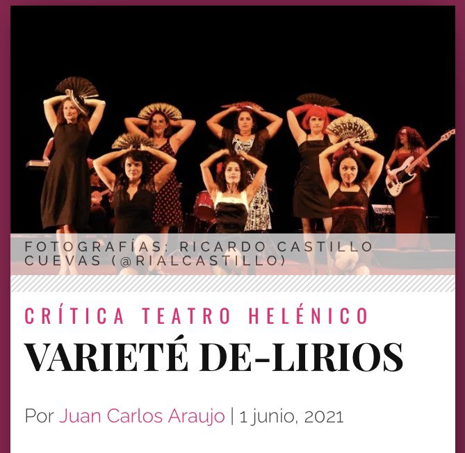 Entretenia's tweet photo. ¡NUEVA CRÍTICA! 

“Varieté De-Lirios” que se presenta los miércoles en el Teatro Helénico. 

Para quienes desean reír con el poder femenino del clown.

https://t.co/Vw0ub8Df4t https://t.co/37PoPXpCyV