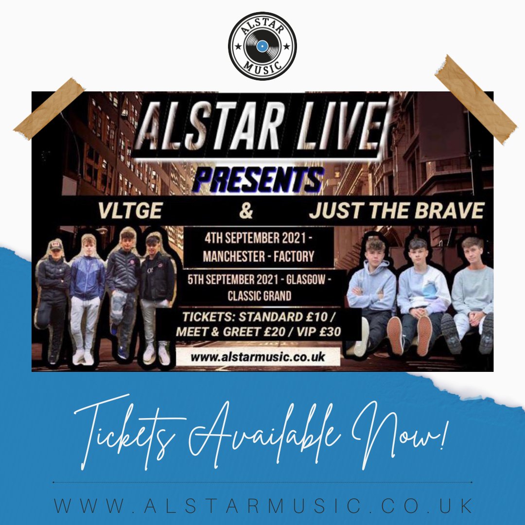 ALSTAR MUSIC (@alstarmusic) on Twitter photo #Manchester and #Glasgow are you ready for @VLTGEofficial and <a href="/JustTheBraveOFF/">Justthebrave</a> on their joint headline tour?
Get ready for them and book your tickets now at alstarmusic.co.uk #Manchester and #Glasgow are you ready for @VLTGEofficial and <a href="/JustTheBraveOFF/">Justthebrave</a> on their joint headline tour?
Get ready for them and book your tickets now at alstarmusic.co.uk