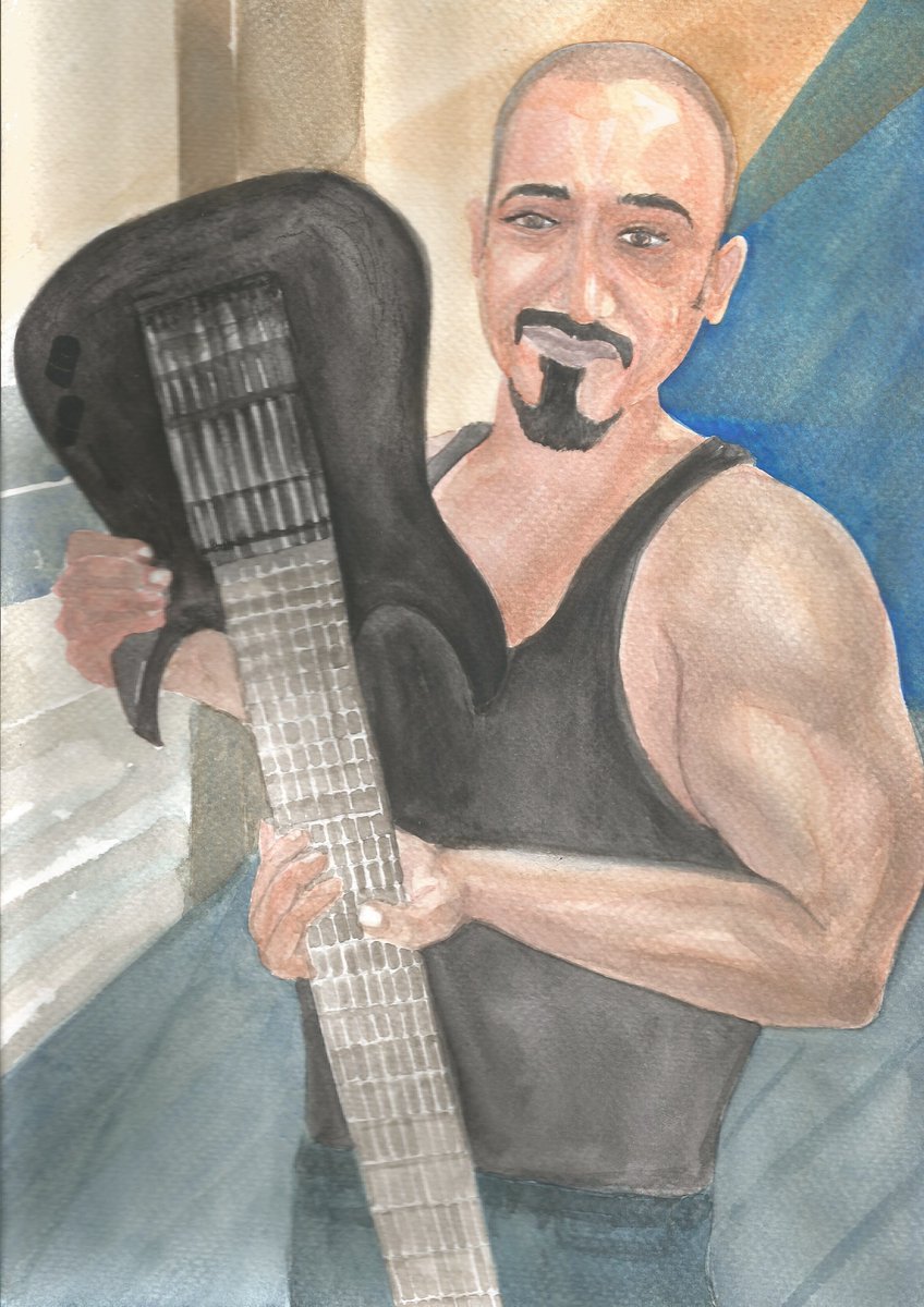 Cain S5 Pinto On Twitter Self Portrait Pelikan Watercolours On Brustro A4 25 Cotton 300gsm Cold Pressed Watercolour Paper Watercolours Portrait Band Guitar 8stringguitar Extendedrangeguitar Guitarselfie Artistontwitter