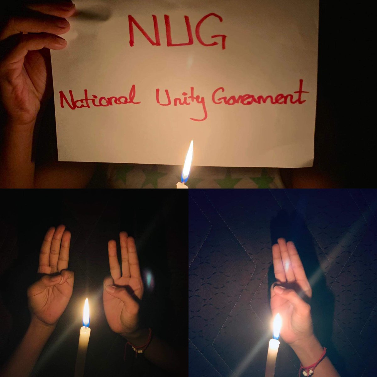 Rekku111's tweet photo. #CandleLightThreeFingerStrike from #DagonMyothit_North โWe Support NUGโ #June1Coup #OurGovernmentNUG #WhatsHappeningInMyanmar https://t.co/Q8Z5IHunjB