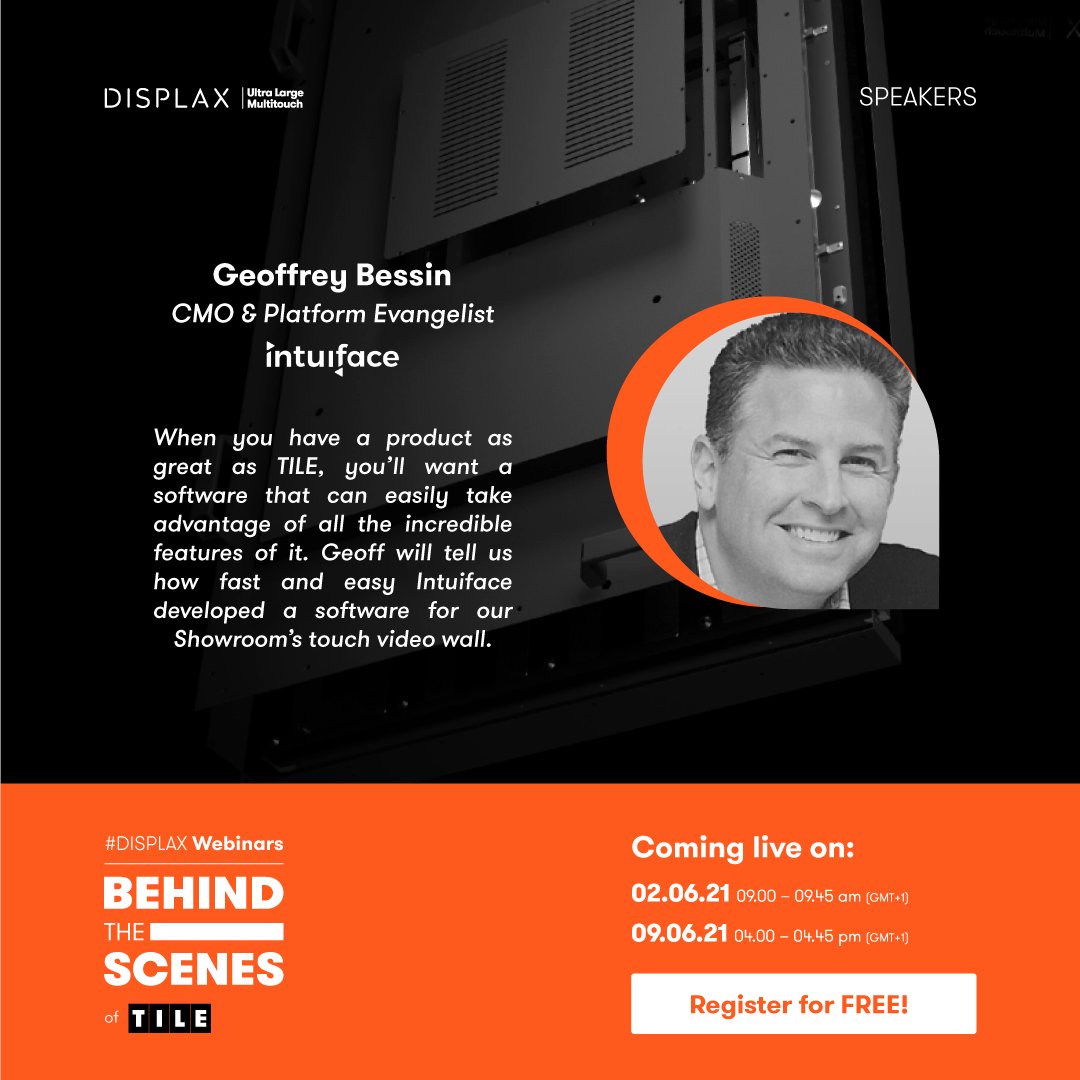 Our last guest comes from <a href="/Intuiface/">Intuiface</a>, the company that built our latest software for our interactive video wall at our showroom.

Geoff will take us through that creative process and how easy it was.

LAST CALL! → bit.ly/34njy9n