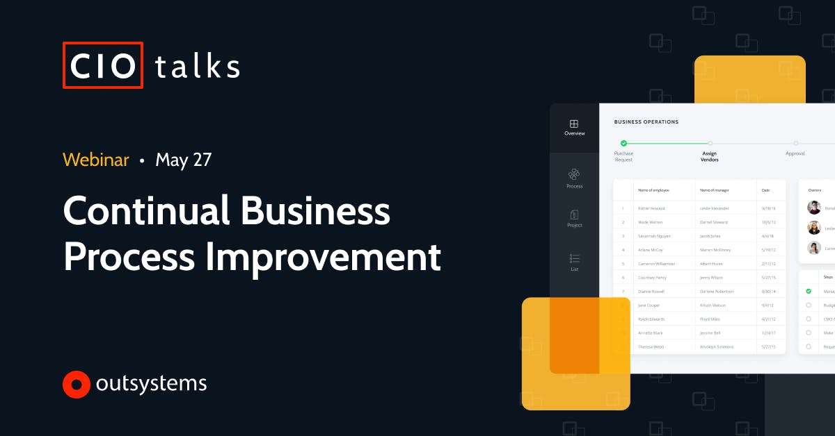 There will always be constant changes in the marketplace: how can you ensure your business always has the #agility to respond? Join <a href="/OutSystems/">OutSystems</a> next #CIO Talk on May 27 as we explore improvements to business processes, the role of #DevOps and more. RSVP: bit.ly/3fCjxoj