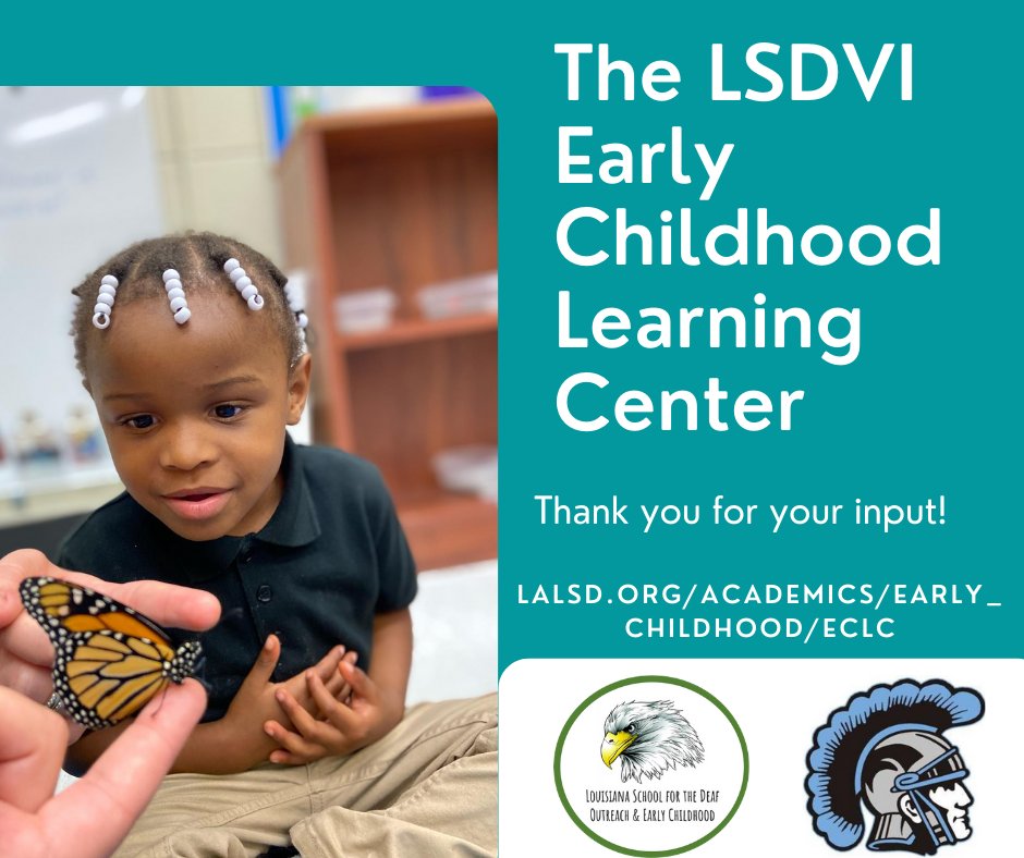 Thanks to the staff and community members who helped select the final name of the .@LouisianaSSD  early learning childhood center--the LSDVI Early Childhood Learning Center. More information will be shared as we progress. @LaSSDSupt #SSDofLa #EducationWithoutLimits <a href="/LAschoolDeaf/">LA School f/t Deaf</a>