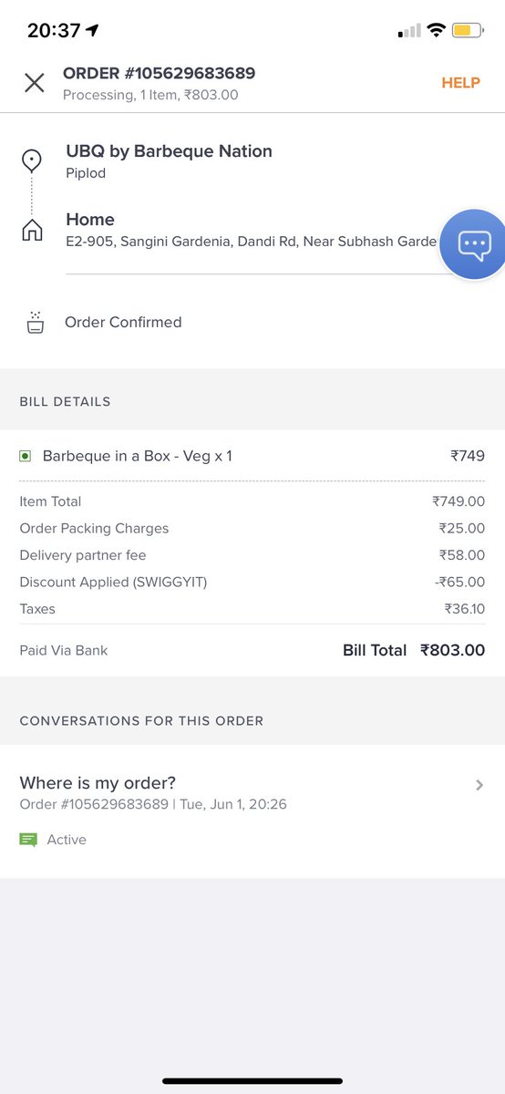 VISHHALISHERE's tweet photo. @SwiggyCares https://t.co/AHr2kHVYqv
