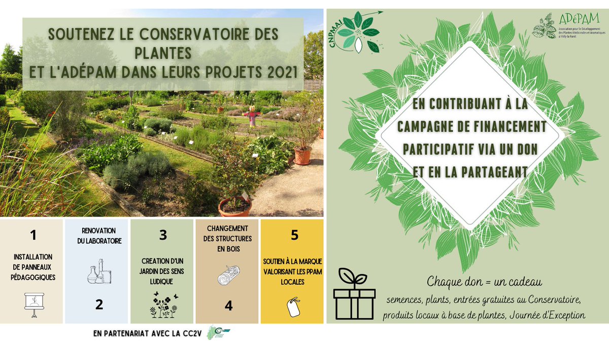Lancement officiel de la campagne de financement participatif du #Conservatoire des #Plantes et de l'#ADéPAM. N'hésitez pas à y participer et à partager. #aromatique #médicinale #PPAM
kisskissbankbank.com/fr/projects/so…