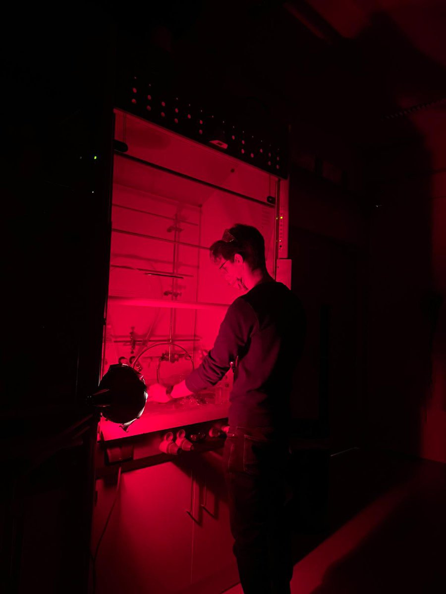 NoelGroupUvA's tweet photo. In the dark room, @Ting__Wan and @_lucapaldo measured the quantum yield using ferrioxalate #actinometry for our reported transformation! Check the SI of the paper for the experimental details. https://t.co/DxsNzCa7SU