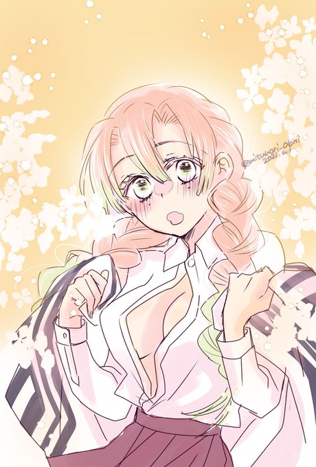 ミツノリさんがTwitterに投稿した甘露寺蜜璃(鬼滅の刃)のイラスト。