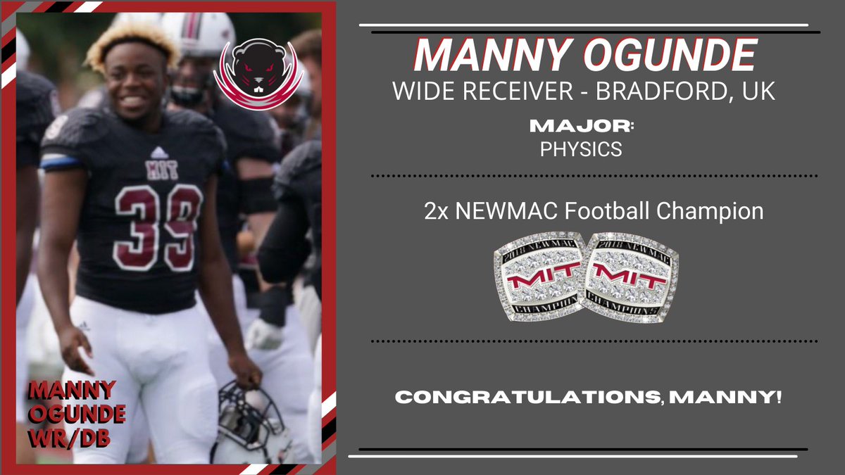 Senior Wide Receiver Manny Ogunde brought some rugby-style toughness with him from across the pond! 🇬🇧 He’s a been an outatanding teammate, and his approach to the game earned respect every day. Congratulations, Manny! #RollTech🦫🏈🎓