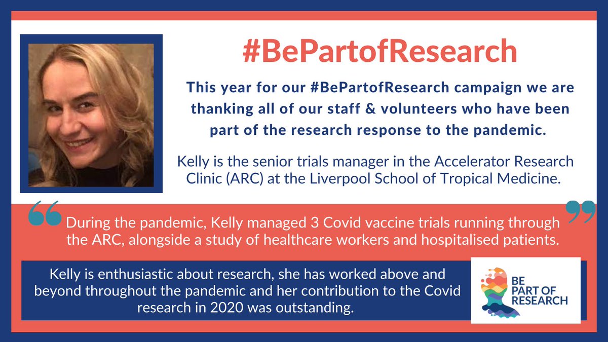 Well done to Kelly Davies at @Liv_RRN <a href="/LSTMnews/">LSTM</a> who has been nominated for a #BePartofResearch thank you message. If you’d like to get involved &amp; nominate a colleague or team click here: 
docs.google.com/forms/d/e/1FAI…