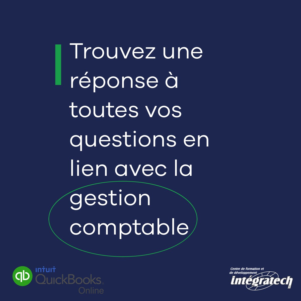 Besoin d’aide pour gérer vos comptes Quickbooks en ligne?

Chez Intégratech, nous sommes certifiés Pro Quickbooks et nous avons toutes les ressources pour vous accompagner.