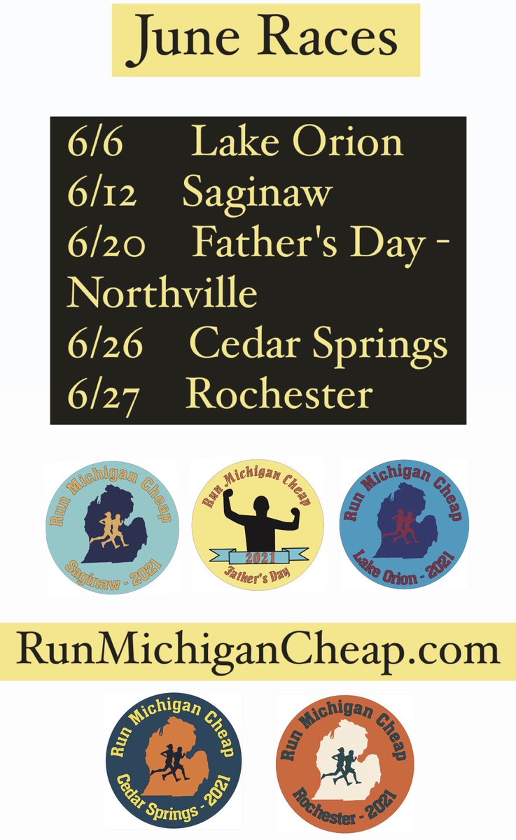 RunMICheap's tweet photo. June Race Calendar
For more information & ways to register go to https://t.co/CmuuWVCQAo
#RunMichiganCheap
#halfmarathon #10k #5k
#Race #Run #Runner
#LowerPeninsula #Michigan
#InPerson #Virtual #VirtualRace https://t.co/aQdRc8CCLD