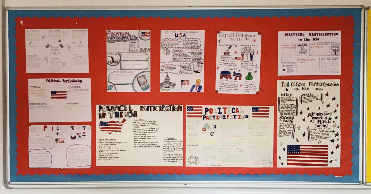 S3 #ModernStudies have made an absolutely cracking start to the National course with these posters about political participation in the USA