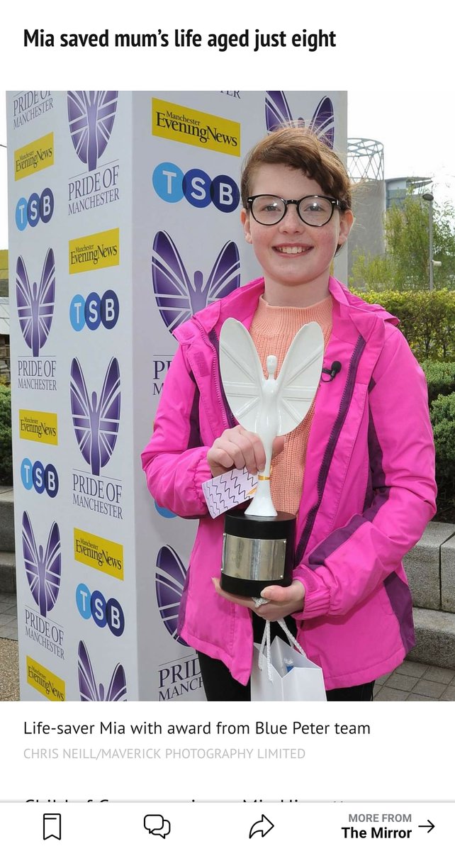 MiddlewichPS's tweet photo. We are very proud of Mia who has been awarded The Child of Courage award as part of the Pride of Manchester Awards 2021. Follow the link below to read all about Mia's act of courage and bravery.  https://t.co/lmHHB2xkAM https://t.co/61MOLBcXHX