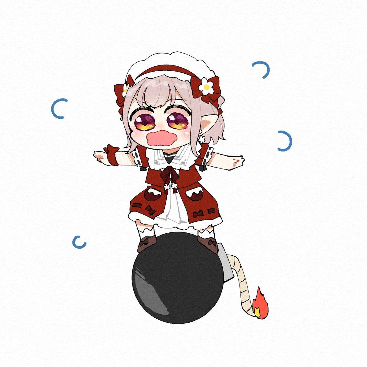 1girl solo white background lalafell pointy ears explosive open mouth  illustration images